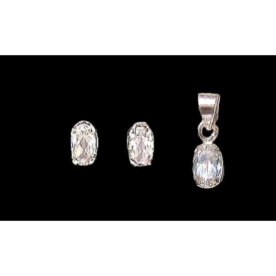 Indian silver jewellery - Indian Quartz Pendant set,India Pendant set