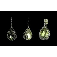 Indian silver jewellery - Indian Quartz Aventurine Pendant set