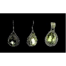 Quartz Aventurine - Bijoux indiens-Parure indienne en argent Quartz Aventurine - Bijoux indiens-Parure indienne en argent
