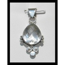 Quartz - Bijoux indiens - Pendentif indien en argent Quartz - Bijoux indiens - Pendentif indien en argent