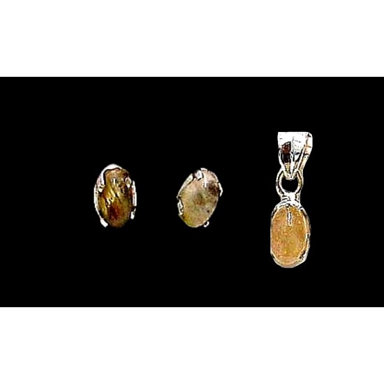 Indian silver jewellery - Indian Rutile Quartz Pendant set,Indian Pendant set