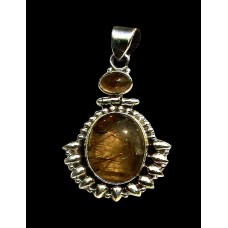Pendentif argent Quartz Rutile - Pendentif indien - Bijoux Inde Pendentif argent Quartz Rutile - Pendentif indien - Bijoux Inde