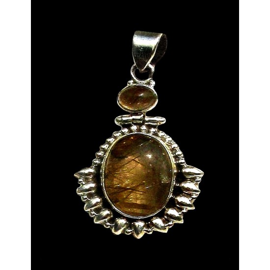 India silver jewellery - Indian Rutile Quartz Pendant,Indian Pendants