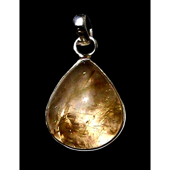 Pendentif argent Quartz Rutile - Pendentif indien - Bijoux Inde,Pendentifs indiens