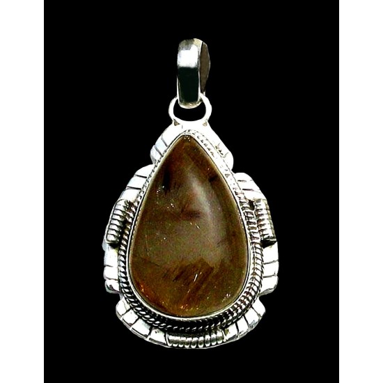 Pendentif argent Quartz Rutile - Pendentif indien - Bijoux Inde,Pendentifs indiens