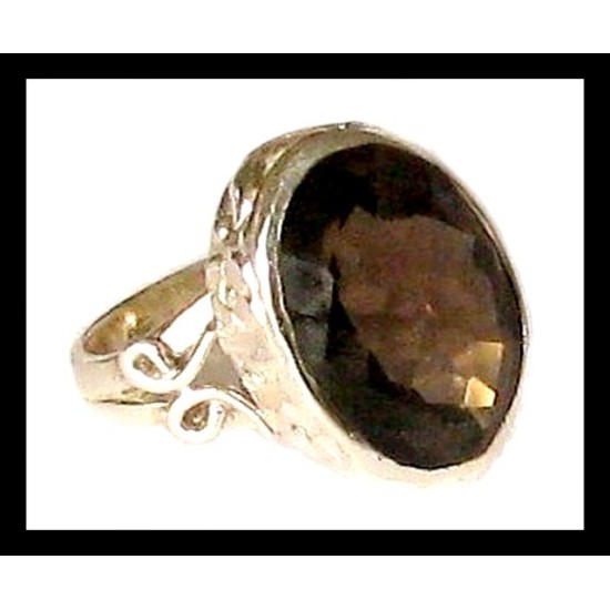 Indian silver jewellery - Indian Smoky Quartz Ring,Indian Rings