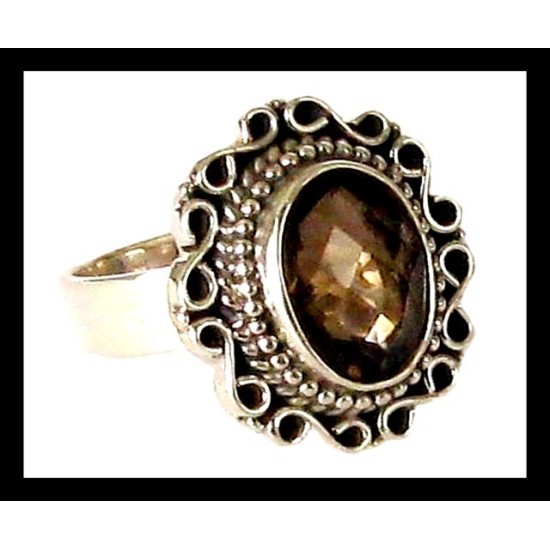 Indian silver jewellery - Indian Smoky Quartz Ring,Indian Rings