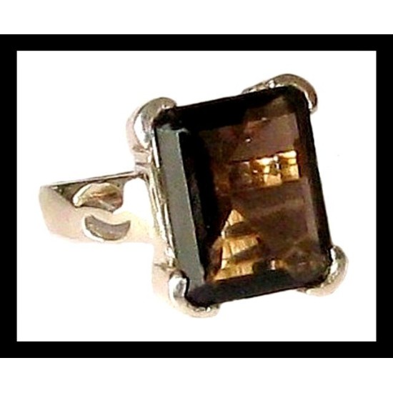 Indian silver jewellery - Indian Smoky Quartz Ring,Silver mens rings
