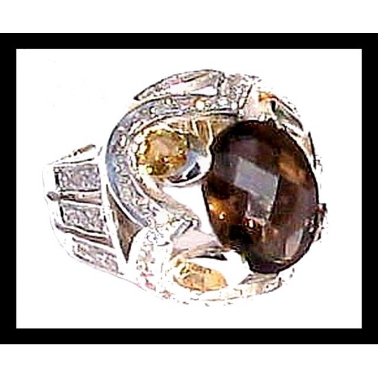 Indian Jewelry - Creation Smoky Quartz Ring,Silver rings and stones