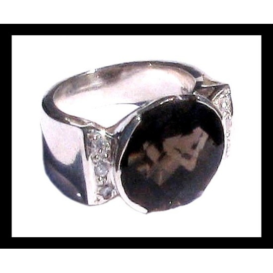 Indian silver jewellery - Indian Smoky Quartz Ring,Indian Rings