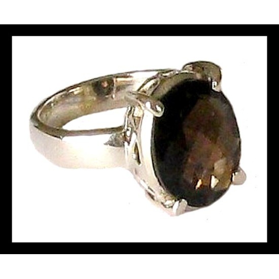 Indian silver jewellery - Indian Smoky Quartz Ring,Indian Rings