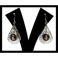 Earrings Indian Earrings engraved silver - handmade jewelry smoky quartz