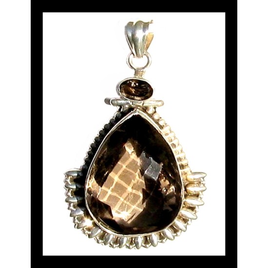 Indian silver jewellery - Indian Smoky Quartz Pendant,Indian Pendants