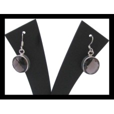 Boucles d'Oreilles indiennes argent et quartz fumé – Pierres ovales Boucles d'Oreilles indiennes argent et quartz fumé – Pierres ovales