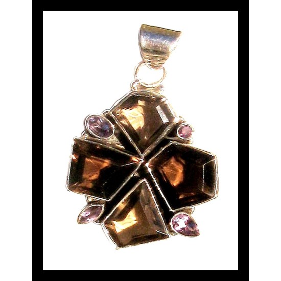 Smoky Quartz Silver Jewelry - Indian Pendant - India Jewelry