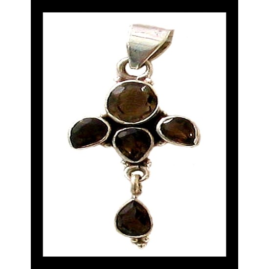 India silver jewellery - Indian Smoky Quartz Pendant,Indian Pendants