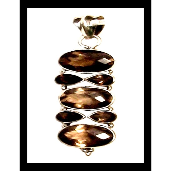 Indian silver jewellery - Indian Smoky Quartz Pendant,Indian Pendants