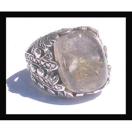 Bague argent Quartz Rutile - Bague indienne - Bijoux indiens,Bagues hommes avec Pierre