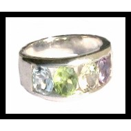 Indian silver jewellery -Ring Amethyst,Peridot,Topaz,citrine