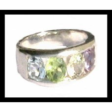 Bijoux indiens - Bague Améthyste, Péridot, Topaze et Citrine Bijoux indiens - Bague Améthyste, Péridot, Topaze et Citrine