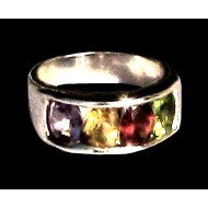 Indian silver jewellery -Ring Peridot,Garnet,Amethyst,citrine