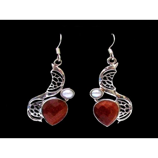 Indian silver jewellery - Indian sand stone Earrings,Indian Earrings