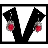 Boucles d’oreilles indiennes argent et rubis - Bijoux de création