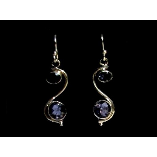 Bijoux inde - Boucles d'Oreilles indiennes saphir d'eau,Boucles d'Oreilles indiennes