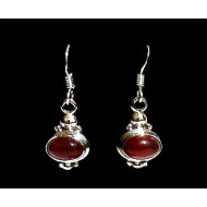 Bijoux indiens argent - Boucles d'Oreilles indiennes Cornaline