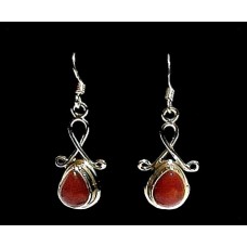 Bijoux indiens argent - Boucles d'Oreilles indiennes Cornaline Bijoux indiens argent - Boucles d'Oreilles indiennes Cornaline