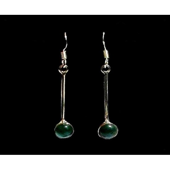 Bijoux indiens argent - Boucles d Oreilles indiennes Malachite,Boucles d Oreilles indiennes