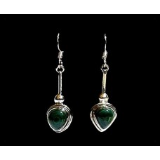 Bijoux indiens argent - Boucles d'Oreilles indiennes Malachite Bijoux indiens argent - Boucles d'Oreilles indiennes Malachite