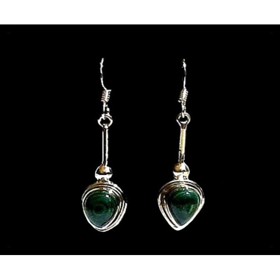 Bijoux indiens argent - Boucles d Oreilles indiennes Malachite,Boucles d Oreilles indiennes