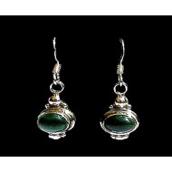 Bijoux indiens argent - Boucles d'Oreilles indiennes Malachite