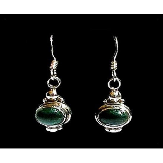 Bijoux indiens argent - Boucles d Oreilles indiennes Malachite,Boucles d Oreilles indiennes