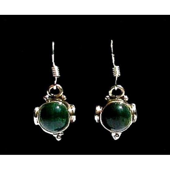 Bijoux indiens argent - Boucles d Oreilles indiennes Malachite,Boucles d Oreilles indiennes