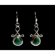 Indian silver jewellery - Earrings Malachite Indian