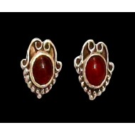 Bijoux indiens argent - Boucles d'Oreilles indiennes Cornaline