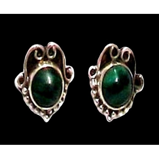 Bijoux indiens argent - Boucles d Oreilles indiennes Malachite,Boucles d Oreilles indiennes