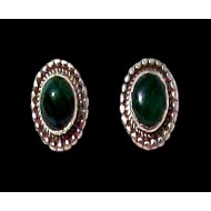 Indian silver jewellery - Earrings Malachite Indian