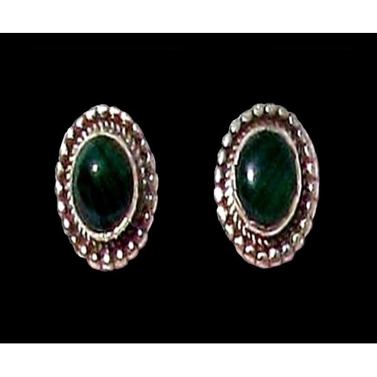 Bijoux indiens argent - Boucles d Oreilles indiennes Malachite,Boucles d Oreilles indiennes