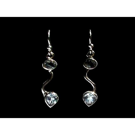 Boucles d Oreilles indiennes argent Topaze - Bijoux indiens,Boucles d Oreilles indiennes