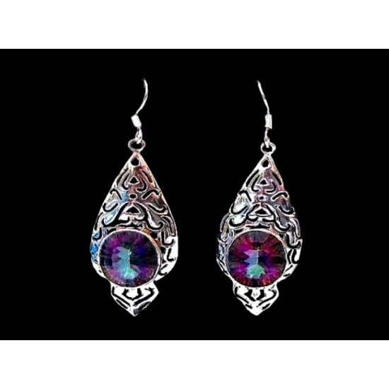 Indian silver jewellery - Indian Topaz mistik Earrings,Indian Earrings