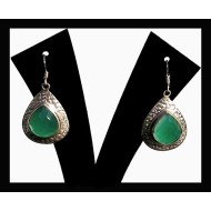 Indian silver jewellery - Indian green onex Earrings
