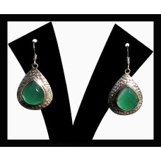 Bijoux indiens - Boucles d'Oreilles indiennes onyx verte Bijoux indiens - Boucles d'Oreilles indiennes onyx verte