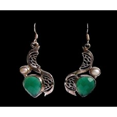 Bijoux indiens - Boucles d'Oreilles indiennes onyx verte Bijoux indiens - Boucles d'Oreilles indiennes onyx verte