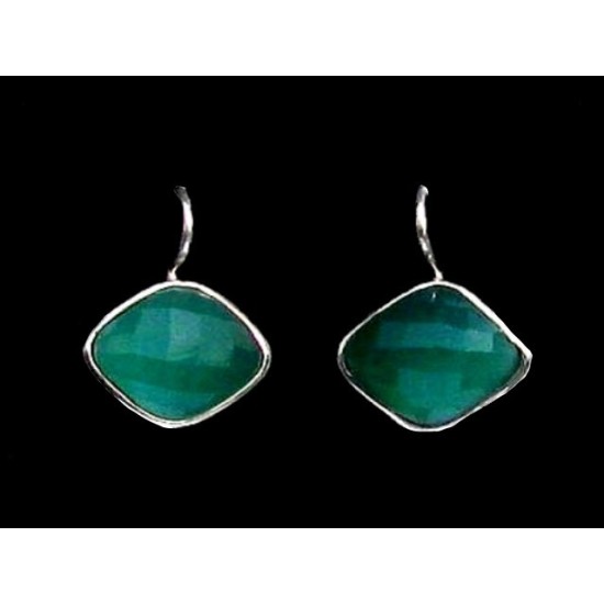 Indian silver jewellery - Indian green onyx Earrings,Indian Earrings