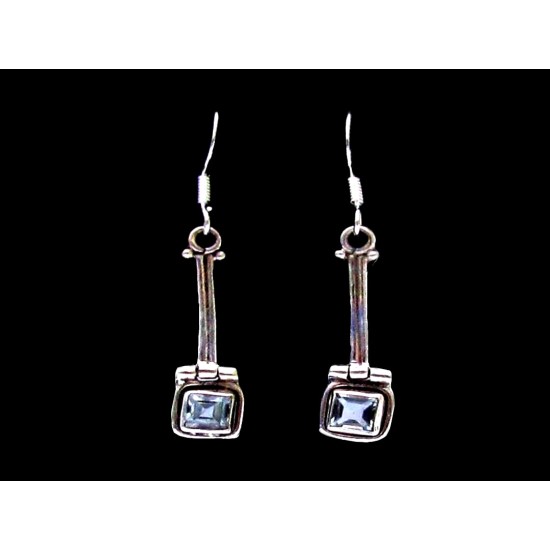 Boucles d Oreilles indiennes argent Topaze - Bijoux indiens,Boucles d Oreilles indiennes