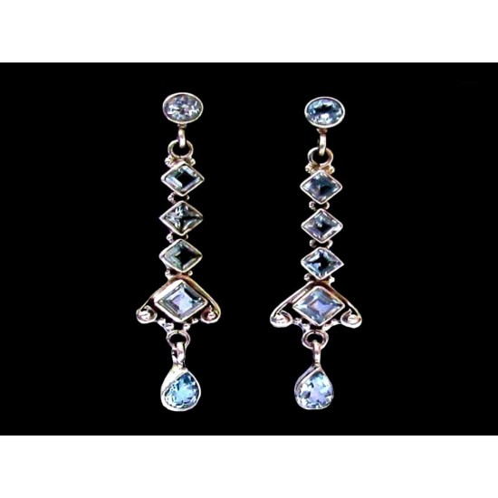 Indian silver jewellery - Indian Topaz Earrings,Indian Earrings