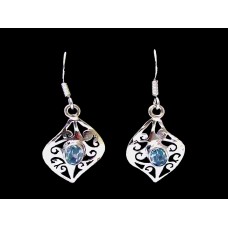 Boucles d'Oreilles indiennes argent Topaze - Bijoux indiens Boucles d'Oreilles indiennes argent Topaze - Bijoux indiens